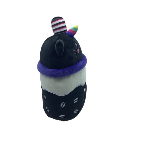 Puchi Gumi Black Cat Boba Plush Toy 9" Black & White Soft Stuffed Animal NEW - Picture 5 of 6